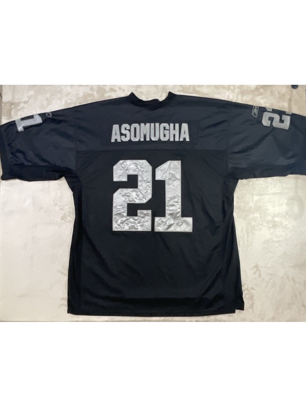 Vintage NFL Reebok Oakland Raiders Asomugha #21 Jersey Black Stitched Mens Sz 56